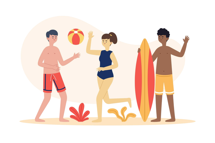 Illustration of young people of various shapes and sizes enjoying sport outside
